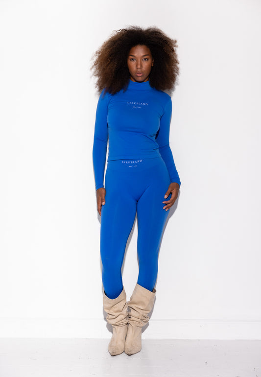 Faye High Neck m/Logo - Strong Blue