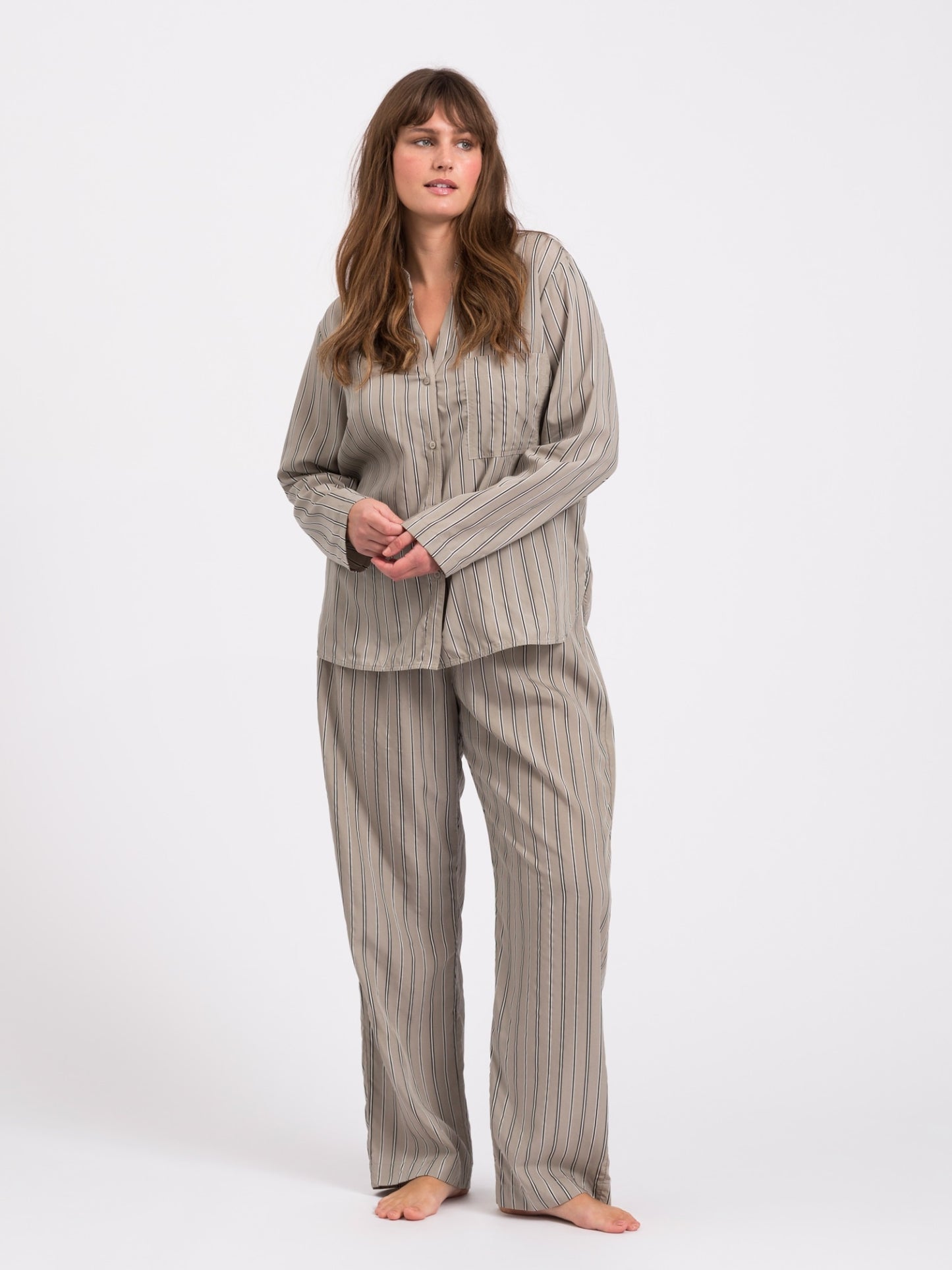 Sleep pyjamas skjorte - dust mint stribe